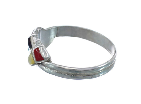 Native American Zuni Multicolor Sterling Silver Ring Size 8-3/4 AX125780